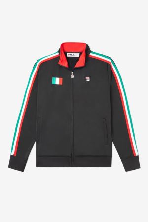 FILA Italy Track Jackets Black / Red,Womens Clothing | CA.UENOHK684